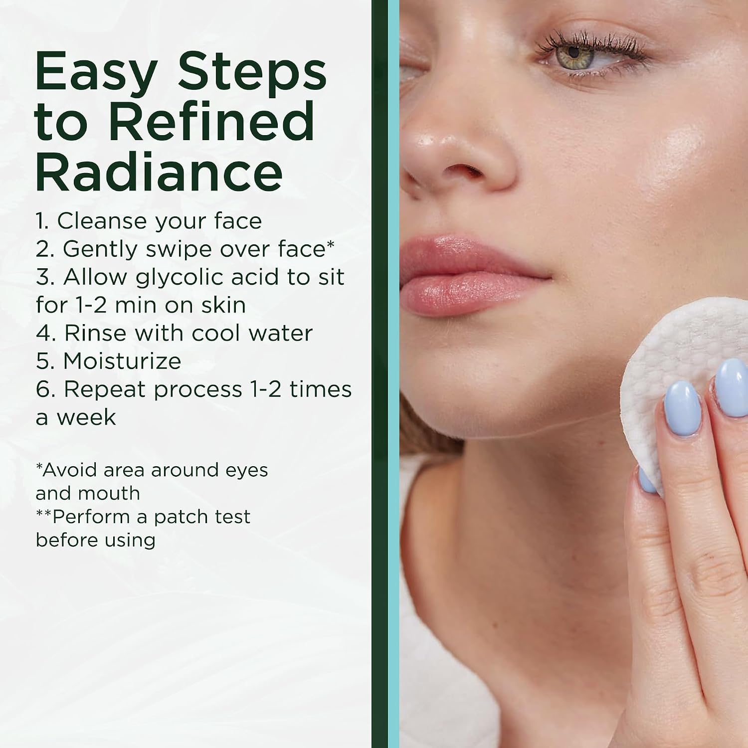 Beauty 18% Glycolic Acid Pads for Face (50 Pads) - Exfoliating Pad for Face with Witch Hazel, Vitamin C, Vitamin B5 and Vitamin E - Smooth Pore Pad Reduce Pigmentation and Fine Lines