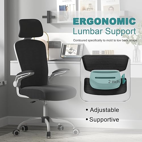 Miniatura 3 de Mimoglad Silla de Oficina, Silla de Escritorio Cómoda - Silla Ergonómica de Computadora de Respaldo Alto con Soporte Lumbar Ajustable y