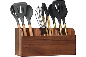 Rustic Acacia Wooden Utensil Holder: Enrich Your Kitchen Decor