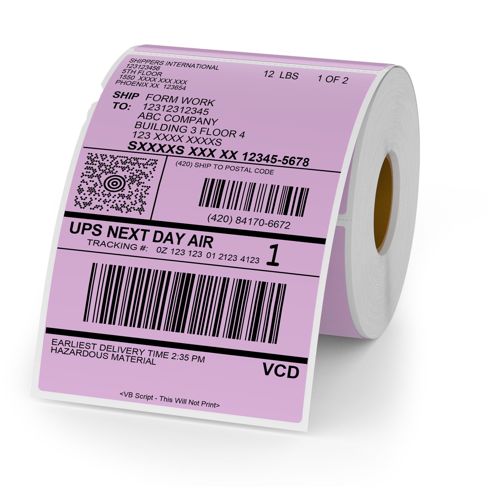 Purple Direct - Etichette termiche in vinile, 15,2 x 10,2 cm, autoadesive, rettangolari, impermeabili, per stampante, etichette di spedizione per codice QR, indirizzi fai da te, ufficio, 250