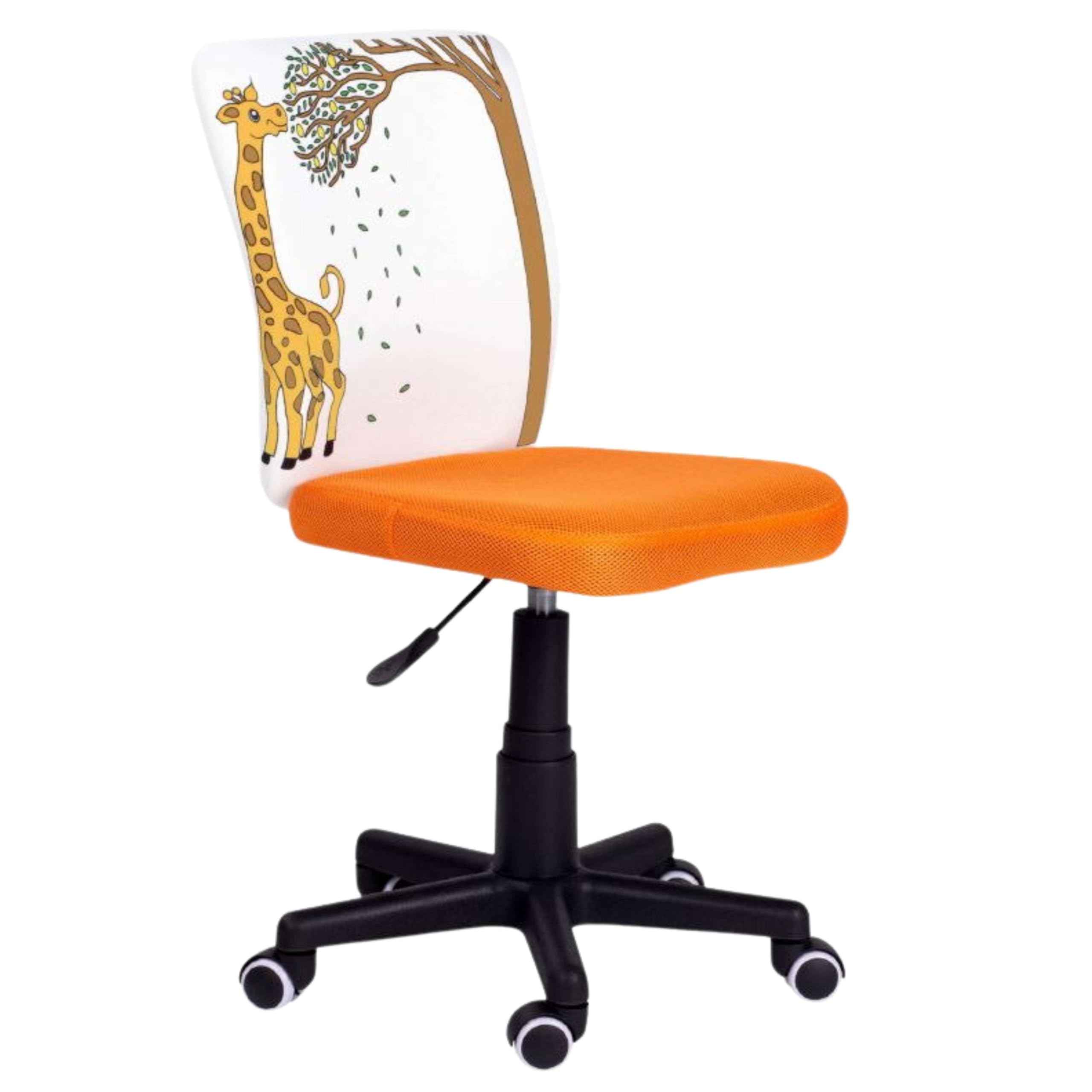 Miroytengo Silla Infantil Pintame Jirafa en Color Naranja y Blanco con Ruedas. Rotuladores Incluidos 77x39 cm