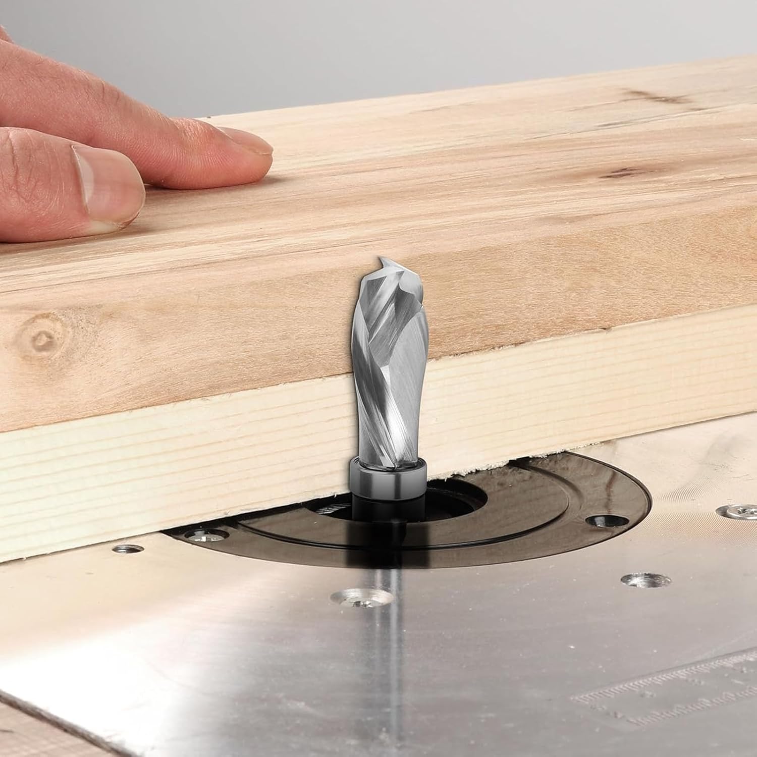 Solid Carbide Compression Flush Trim Router Bit 1/4 Inch Shank 1/2 Inch Cutting Dia Spiral Up Down Flush Cut Pattern Tool for Wood Trimming Template Work