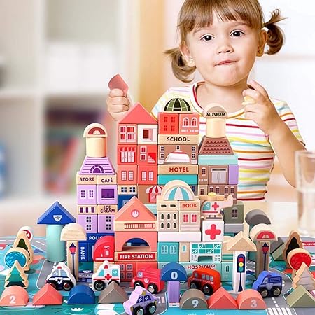 Amazon Qunqene 木製おもちゃ オモチャ 男の子 女の子 贈り物 誕生日プレゼント 出産祝い 組み立て 人気 ベビー 赤ちゃん ギフト 孫 入園 おもちゃ クリスマス プレゼント 115pcs 大工さん おもちゃ