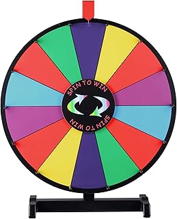 WinSpin 18-inch Round Tabletop Color Prize Wheel 14 Clicker Slots Editable Fortune Design Carnival Spin Game