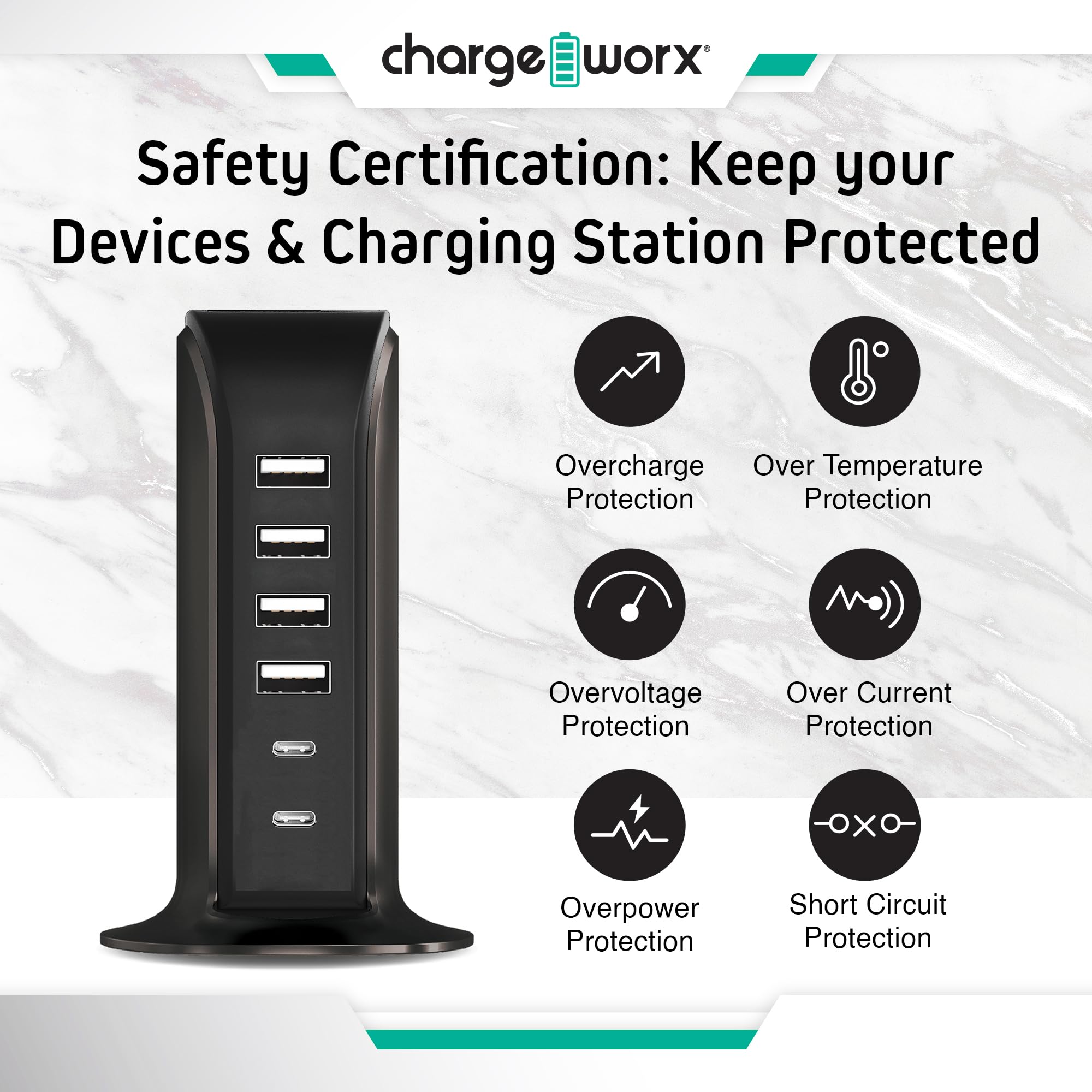 Snapklik.com : ChargeWorx Multiport Charger, Fast Charging USB Tower ...