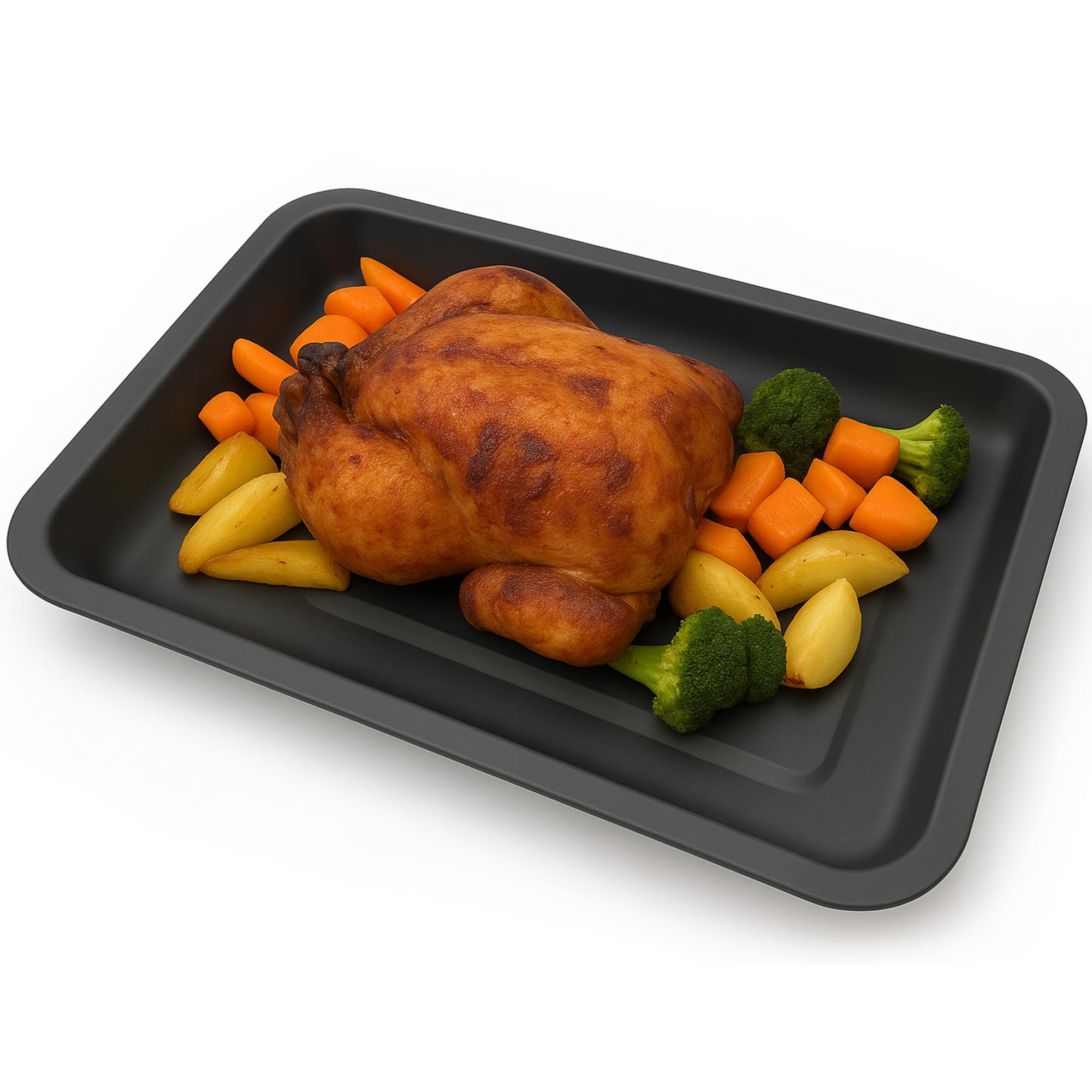 Roasting Pan, Large 39cm Roasting Tray, Deep Dish, Double Coated Non Stick, Long Lasting, Turkey Chicken Roaster, Made in UK (Roaster, 39cm)