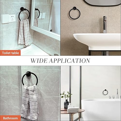 Miniatura 4 de Toallero negro, soporte para toallas de mano para baño montado en la pared, soporte para toallas de baño, toallero de baño, accesorios de baño,