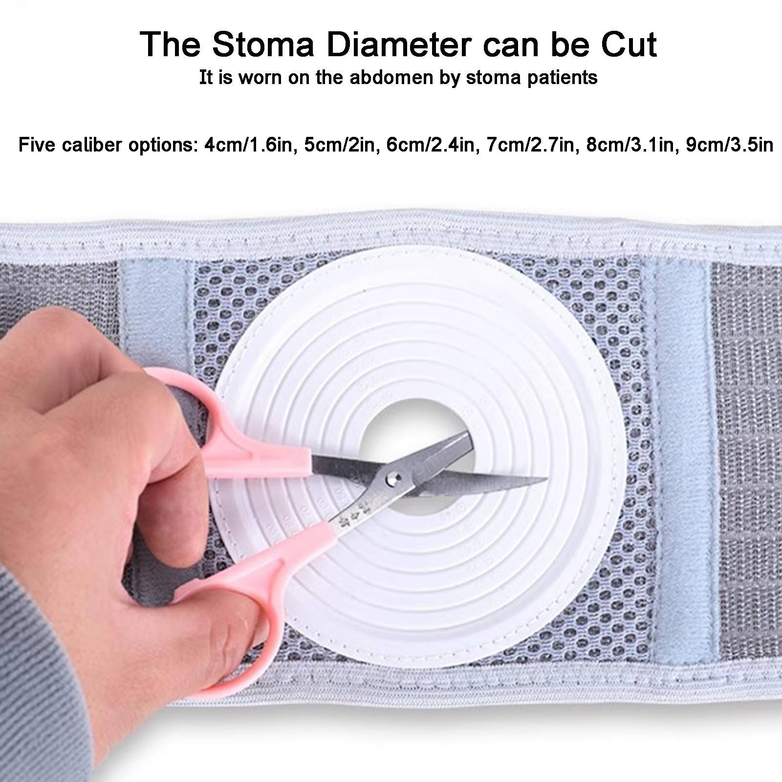 Fascia Addominale Post Operatoria, Cintura Stoma, con Tasca Esterna Rimovibile e Rivestimento Protettivo, Lunghezza Regolabile, per la Cura di Colostomie e Ileostomie(M)