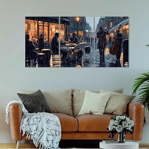 Miniatura 3 de Rubelike Lienzo decorativo para pared de banda de jazz, arte de pared de saxofón afroamericano, impresión de pinturas musicales, póster abstracto