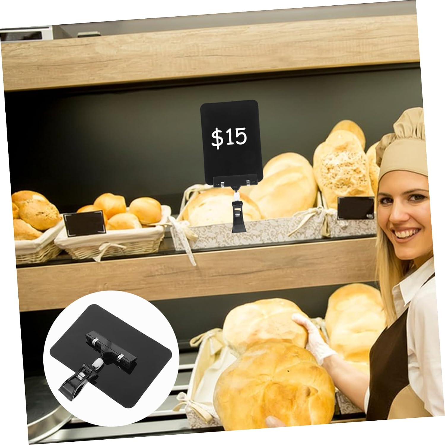 10Pcs Erasable Price Tag Holders with Clamp Multi Function Display Stands for Fruit Shops Food Sign Holder for Retail Price Display Material