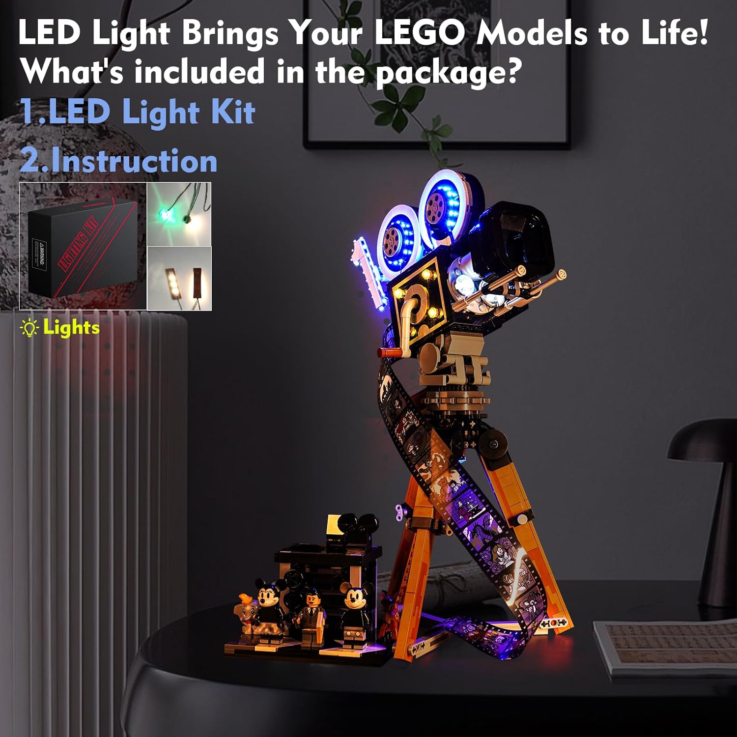 Light Control Light Kit Compatible with Lego Camera Walt Tribute 43230 Retro Camera, Lighting Set Compatible with Lego Camera Set for Adults (No Models)