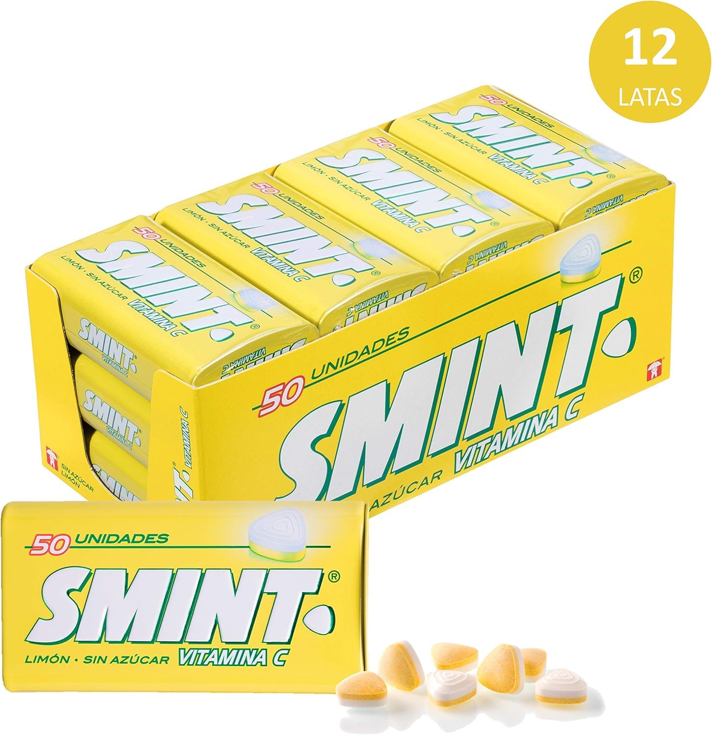 Smint Mints Citron, comprimés de caramel sans sucre - 12 unités de 35 g chacune. (Total 420 gr.)
