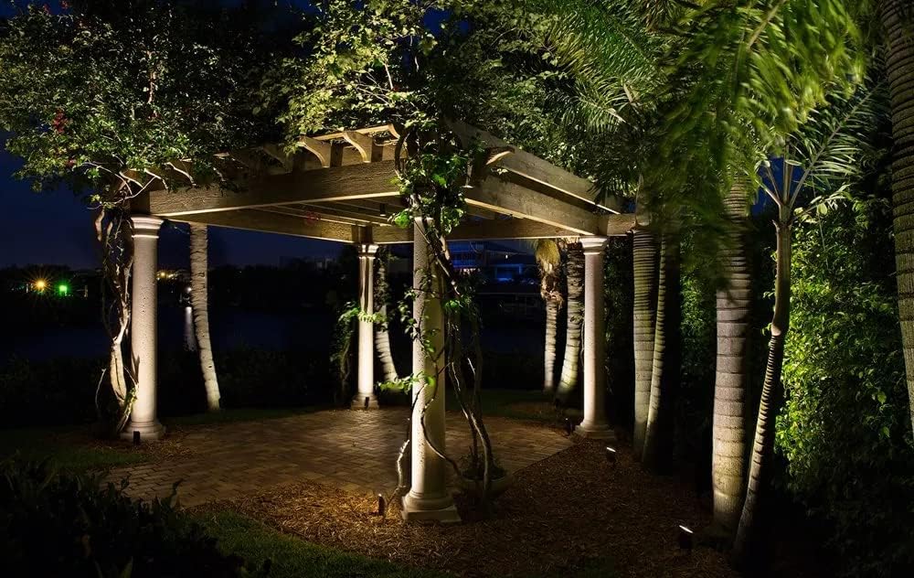 Solid Brass Low Voltage Landscape Spotlight Directional Spot Up Light in Antique Brass Finish with Ground Spike and Waterproof Grease Cap Wire Connectors (6 Set)