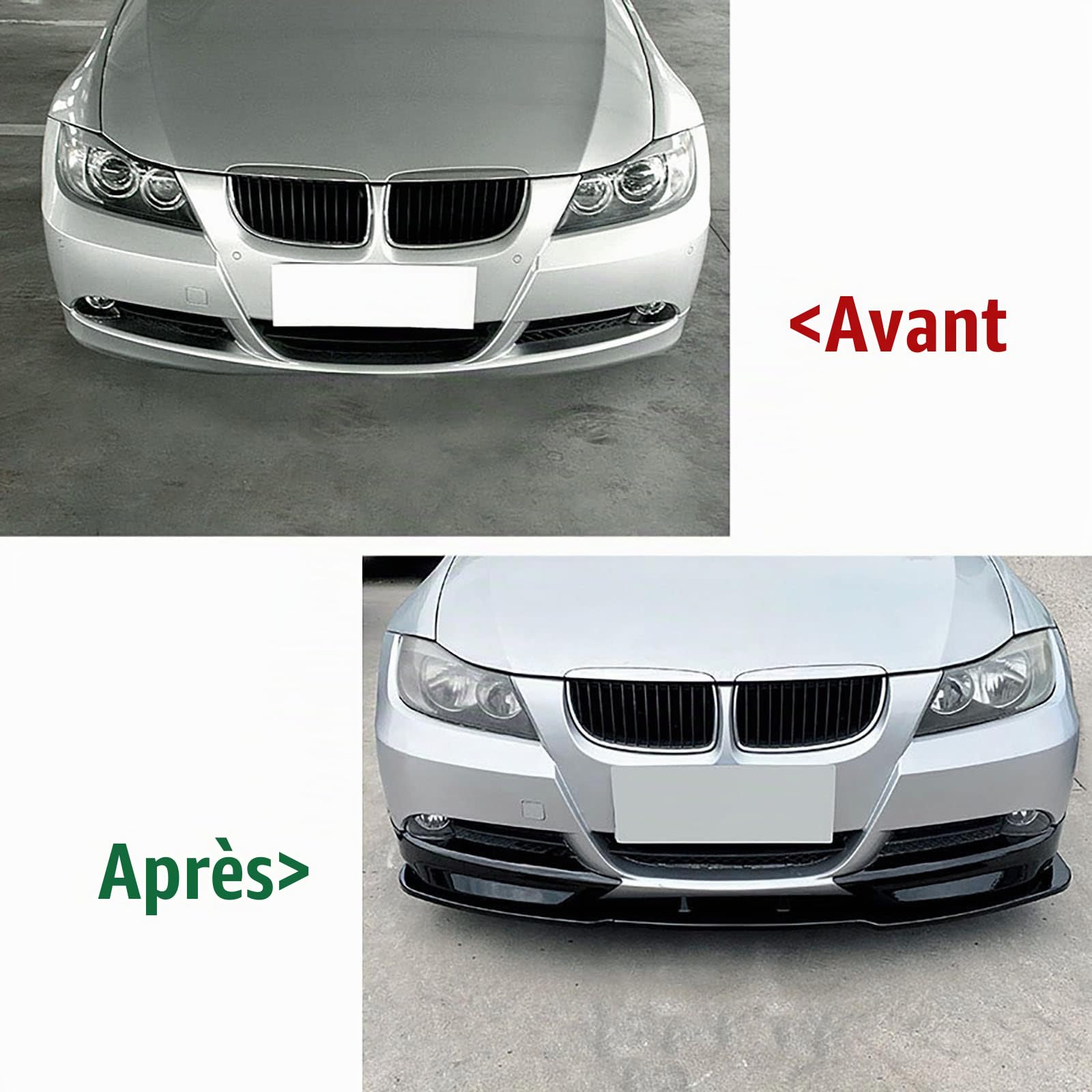 ONURTH Lèvre de Pare-Chocs de Spoiler Avant pour BMW 3 Series E90 E91 320i 325i 2005-2008, Accessoires de Garniture extérieure du kit de Corps de Lame de séparateur inférieur,Glossy Black