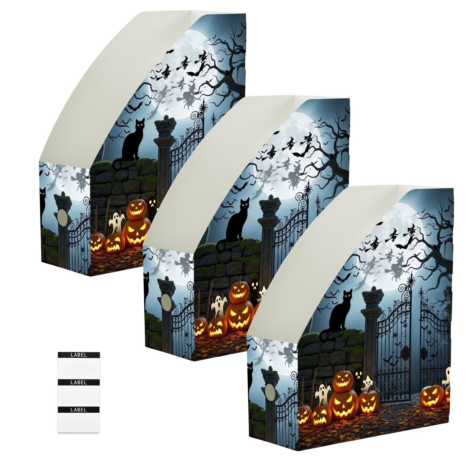 Organiseur de fichiers vertical noir Cartoon Halloween
