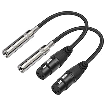 XLR Female to 1/4 inch 6.35MM Female Stereo Audio Cable 3PIN XLR to TRS Cable 1 FT30cm 2pcs