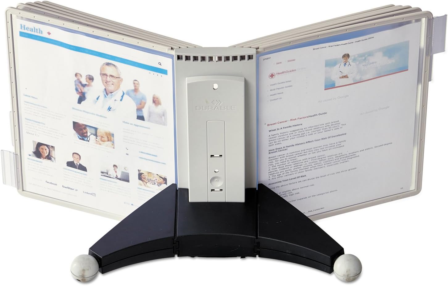 Durable Desktop Reference System with 10 Double-Sided Panels - Letter-Size 8.5" x 11" Inches - Gray SHERPA Design - Desk Reference Organizer