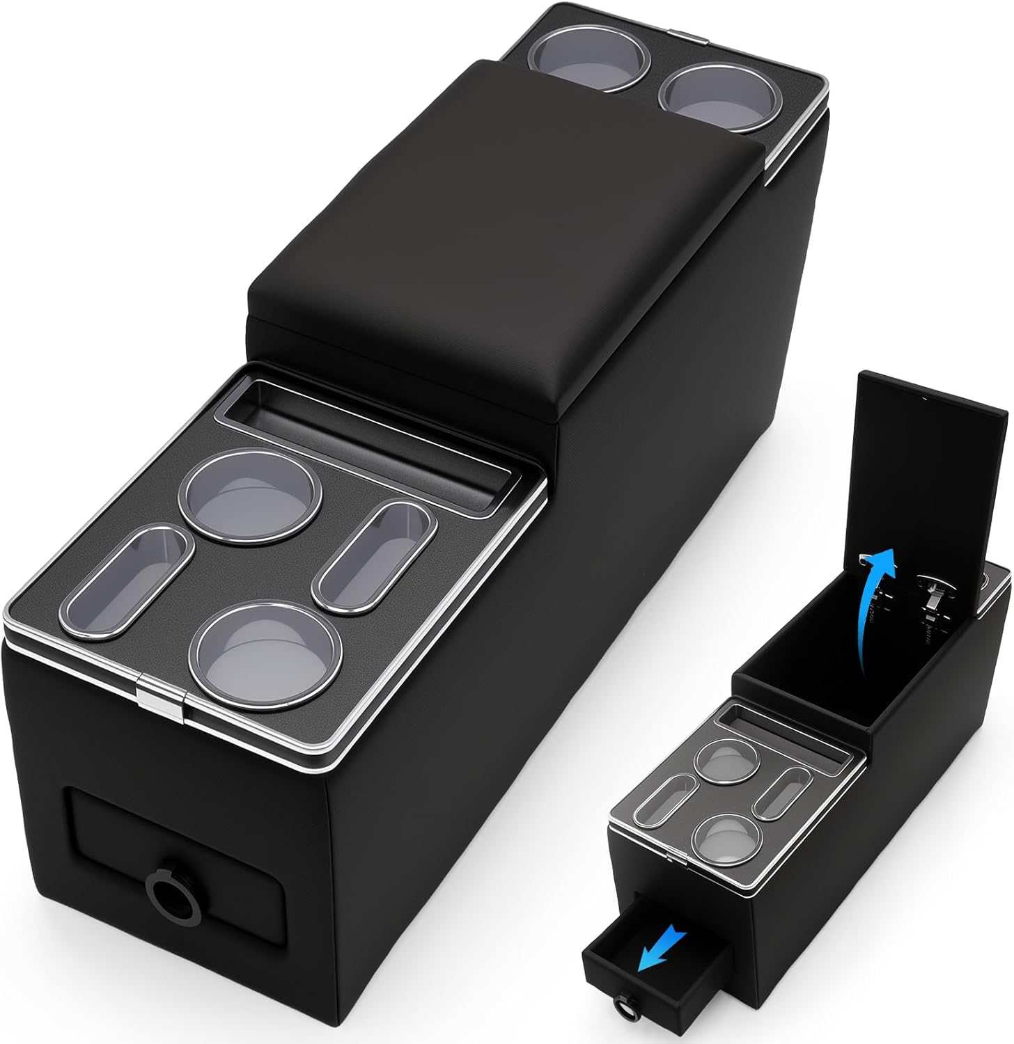 Center Console Between Seat Organizer Compatible with Jeep CJ-5 1976-1983, CJ-7 1976-1986,Wrangler YJ 1987-1995, Console Organizer Storage Box with Cup Holders,phone storage,drawers for Minivans,SUVs,