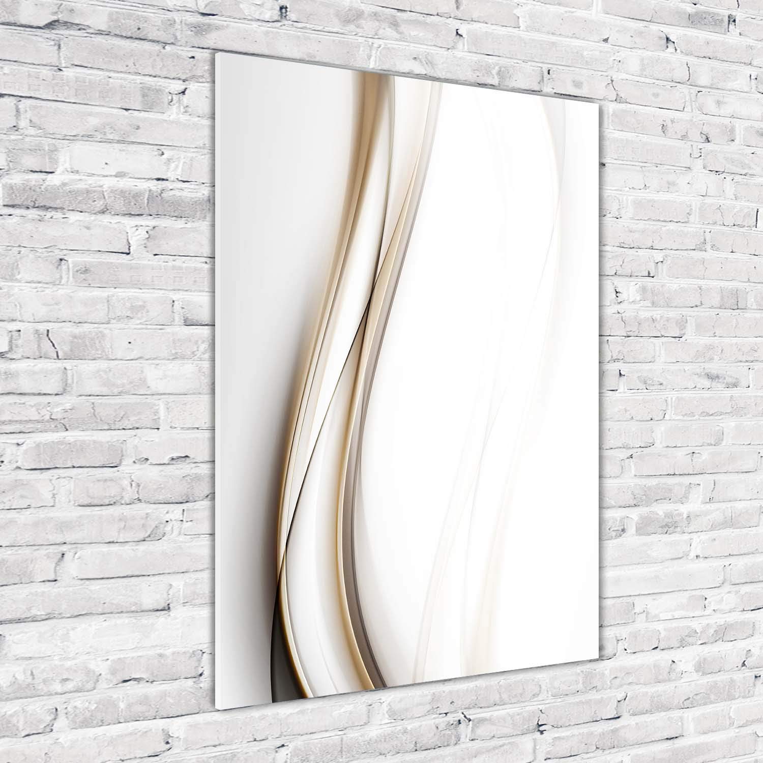 Tulup Impresión en vidrio - 70x100cm - Cuadro sobre Vidrio - Pinturas en Vidrio - Cuadro en Vidrio - Impresiones sobre Vidrio - Cuadro de Cristal - Arte: Moderno Y Clásico - Beige - Abstracto De La Onda