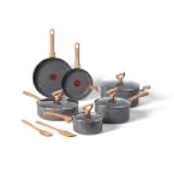 T-fal Revive Ceramic Cookware Sets, Pots and Pans Set Nonstick, (12 pieces), Ceramic Non stick Coated, Frying Pan, Oven Safe Up To 350°F, Grey Granite