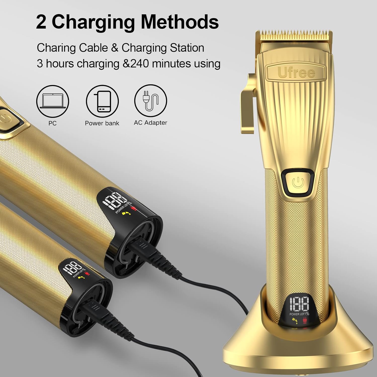 Ufree Hair Clippers and Hair Trimmer Set, 2022 Newest Upgrade Professional Barber Combo with Charging Station, Cordless Hair Clippers & Sharp T-Blade Beard Trimmer, Hair Cutting Kit with Guide Combs : Beauty & Personal Care