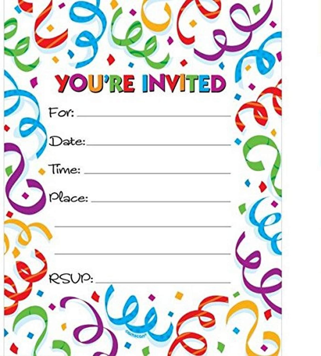 Amazon.com: Amscan Fanfare Fillable Invitations - 5 5/8