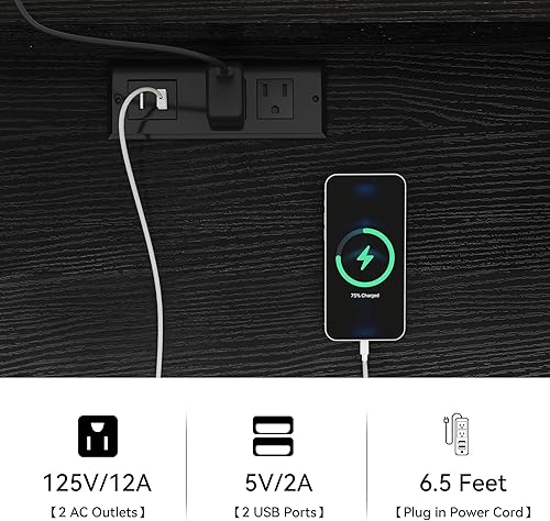 Miniatura 13 de YITAHOME Soporte de TV con estación de carga, cómoda de 9 cajones para TV de 55 pulgadas, soporte negro con bolsillos laterales, tela para sala de A