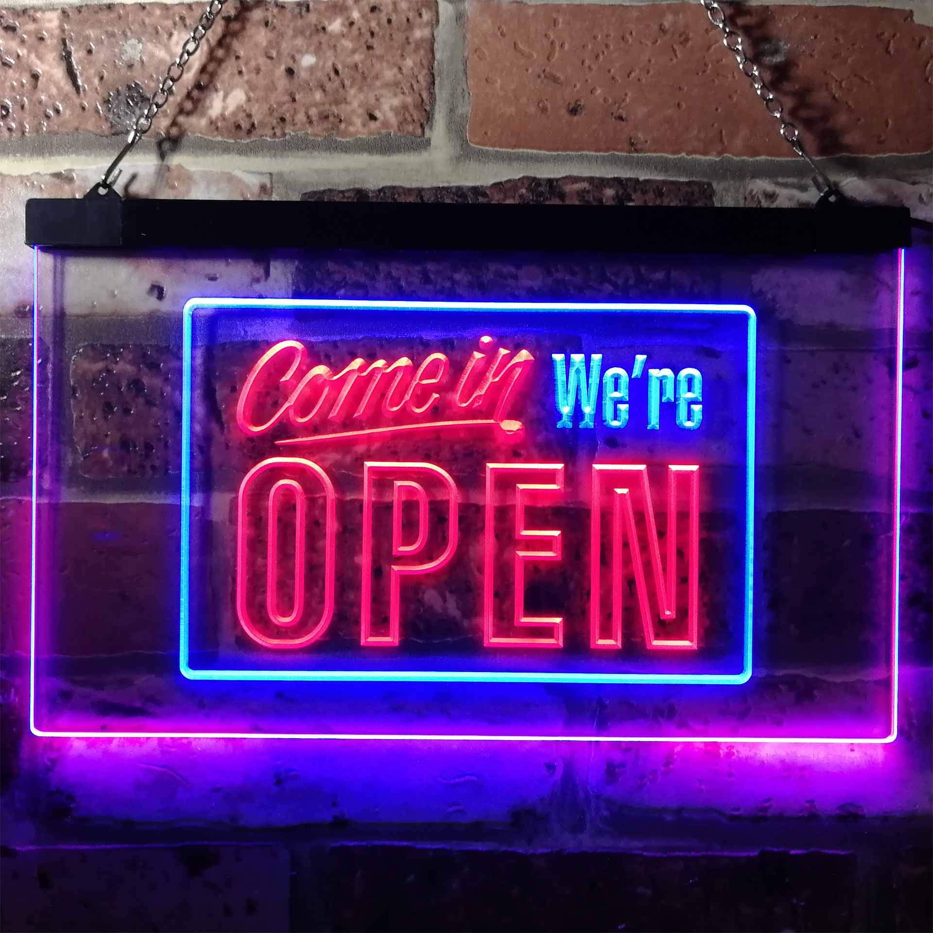 Amazon.co.jp: Come In We're Open Welcome Plaque Dual Color LED