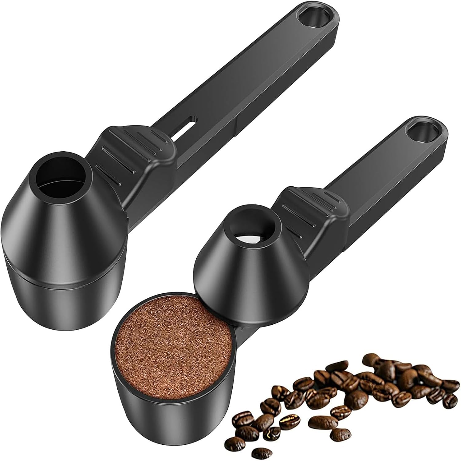 2-in-1 Coffee Scoop with Funnel for Reusable K Cups, Exact 2 Tablespoon Ground Coffee Measuring Spoon,Mess-Free Pouring Tool for Espresso, Protein Powder & Spices, BPA-Free,2 Pack