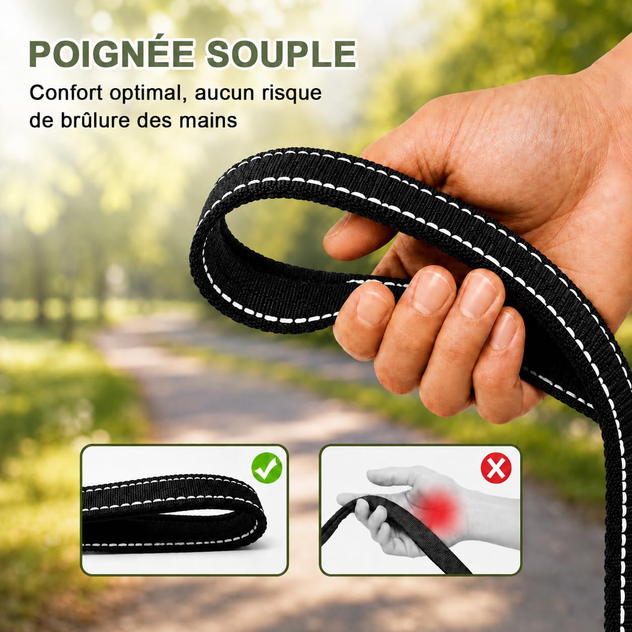Longe pour Chien, 2M/ 3M/ 5M/ 10M/ 15M/ 20M/ 30M Laisse de Dressage, Long Laisse Réfléchissante pour Petits, Moyens et Grands Chiens
