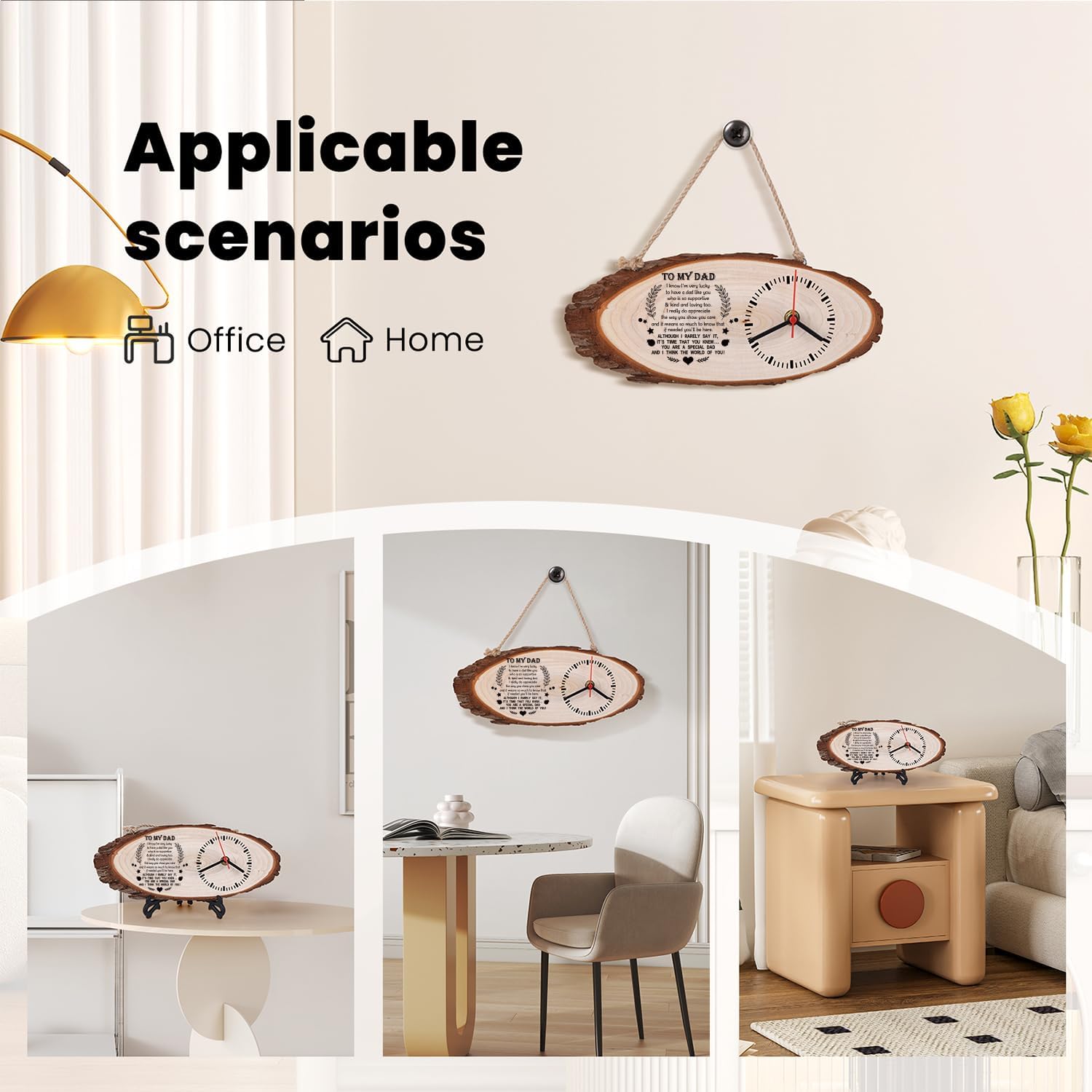 to My Dad Gifts,Wooden Clock,Desktop Clock,Wooden Silent Wall Clock,Personalized Engraving Gifts,Birthday Gifts (to My Dad Gifts) - Image 4