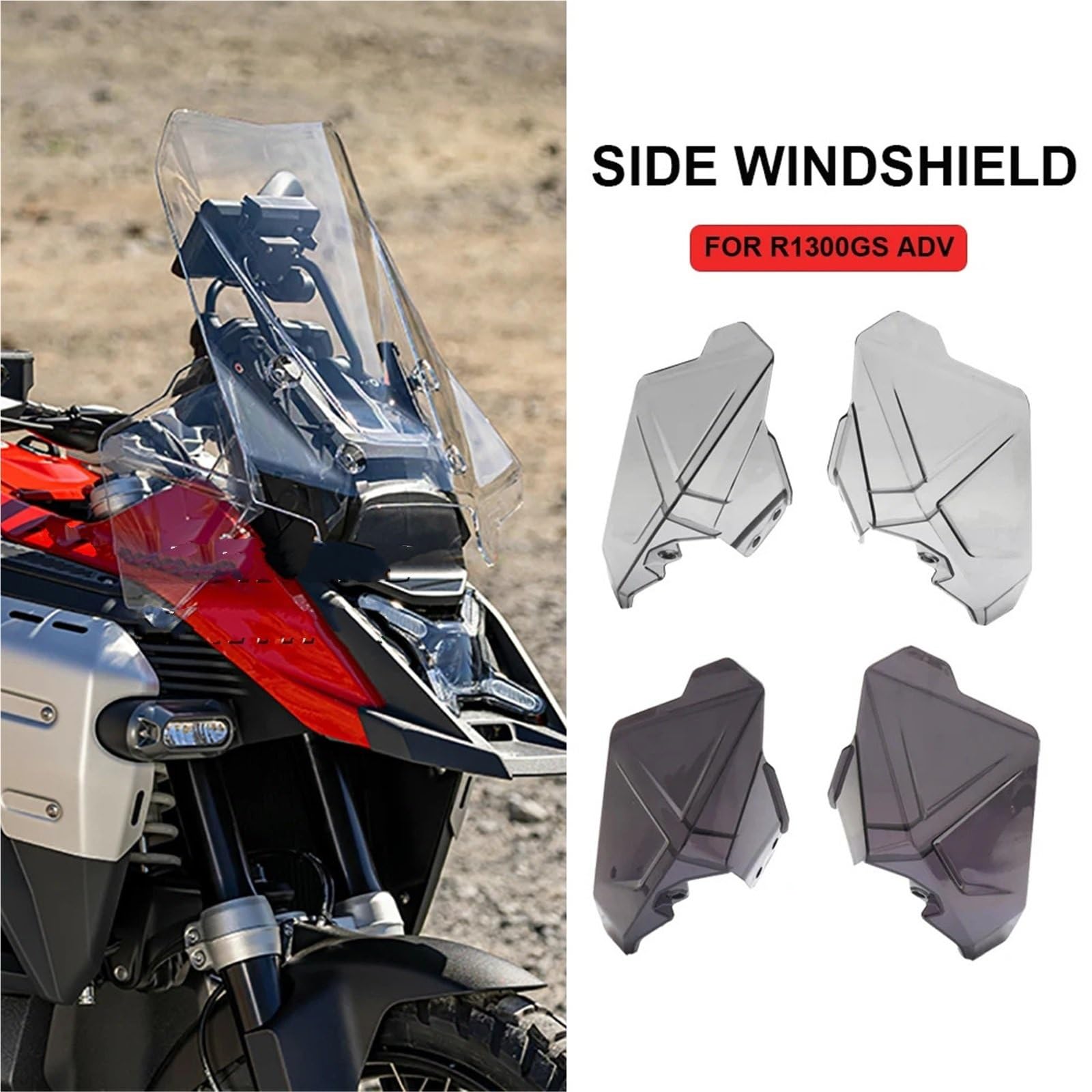 Spojler przedłużający szyba przednia Pasuje do BMW R1300GS ADV R1300 GS R 1300 GS Adventure 2024 2025, boczna szyba motocyklowa, deflektor wiatru, akcesoria Przednia szyba motocyklowa(Smoky black)