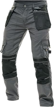 Mens Heavy Duty Carpenter Work Pants with Reinforced Knees, Utility Cargo Tool Pockets, Tactical Work Pants for Construction