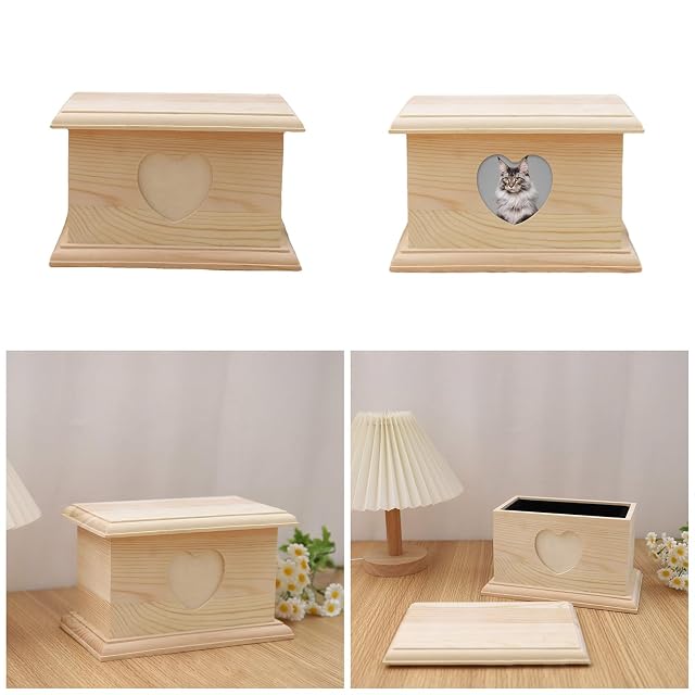 Foto 2 de 8 de YENVWG Urnas conmemorativas para perros, caja de cenizas de cremación para mascotas con marco de fotos