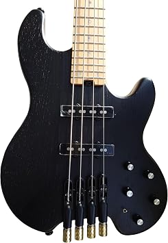 ASH Body 4-String Headless Bass Guitar with Roasted Maple Neck - Active Pickup, Rounded Frets - Ideal for Rock, Blues, Metal, Jazz - Includes Guitar Bag