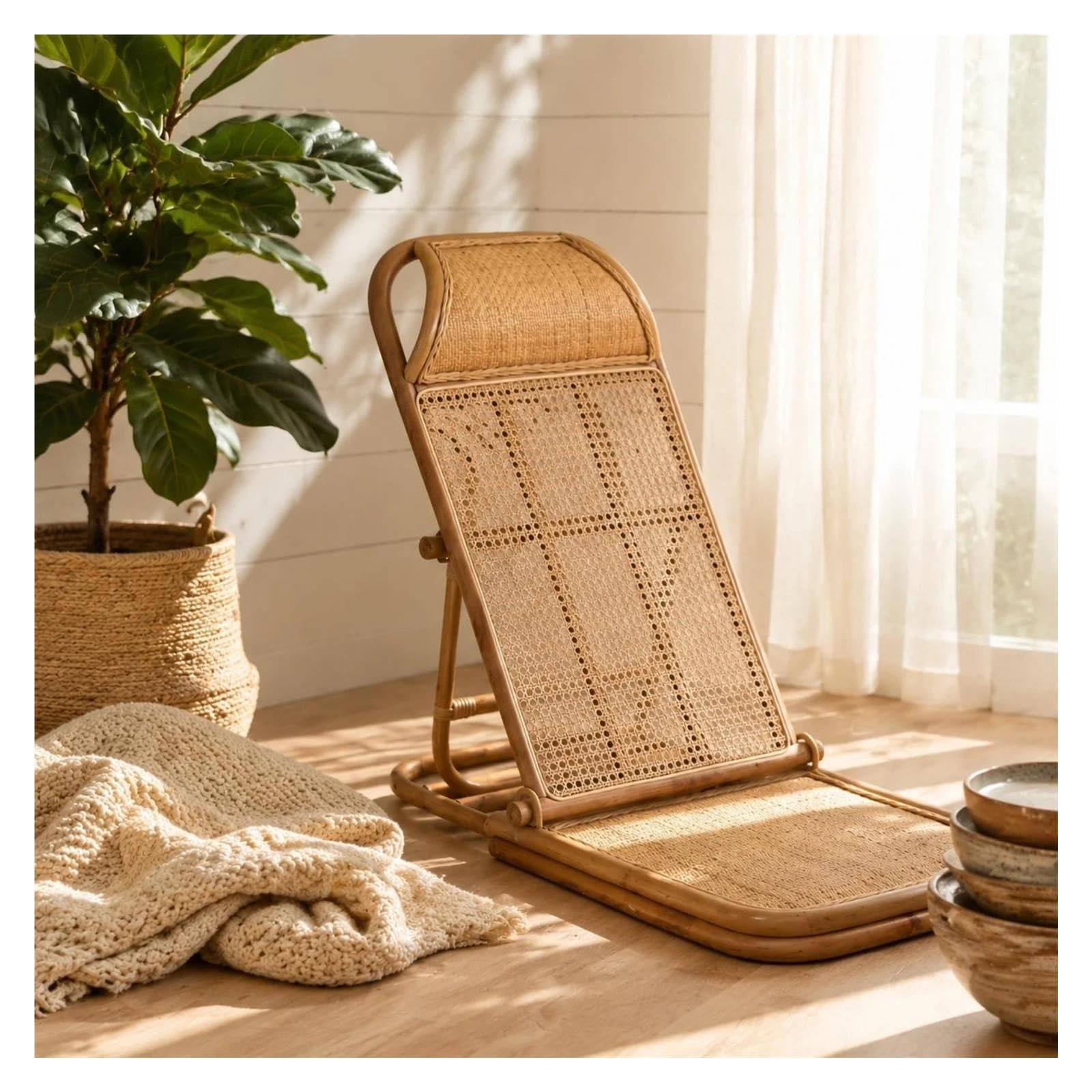 Silla Plegable de Ratán Silla De Suelo Ratán