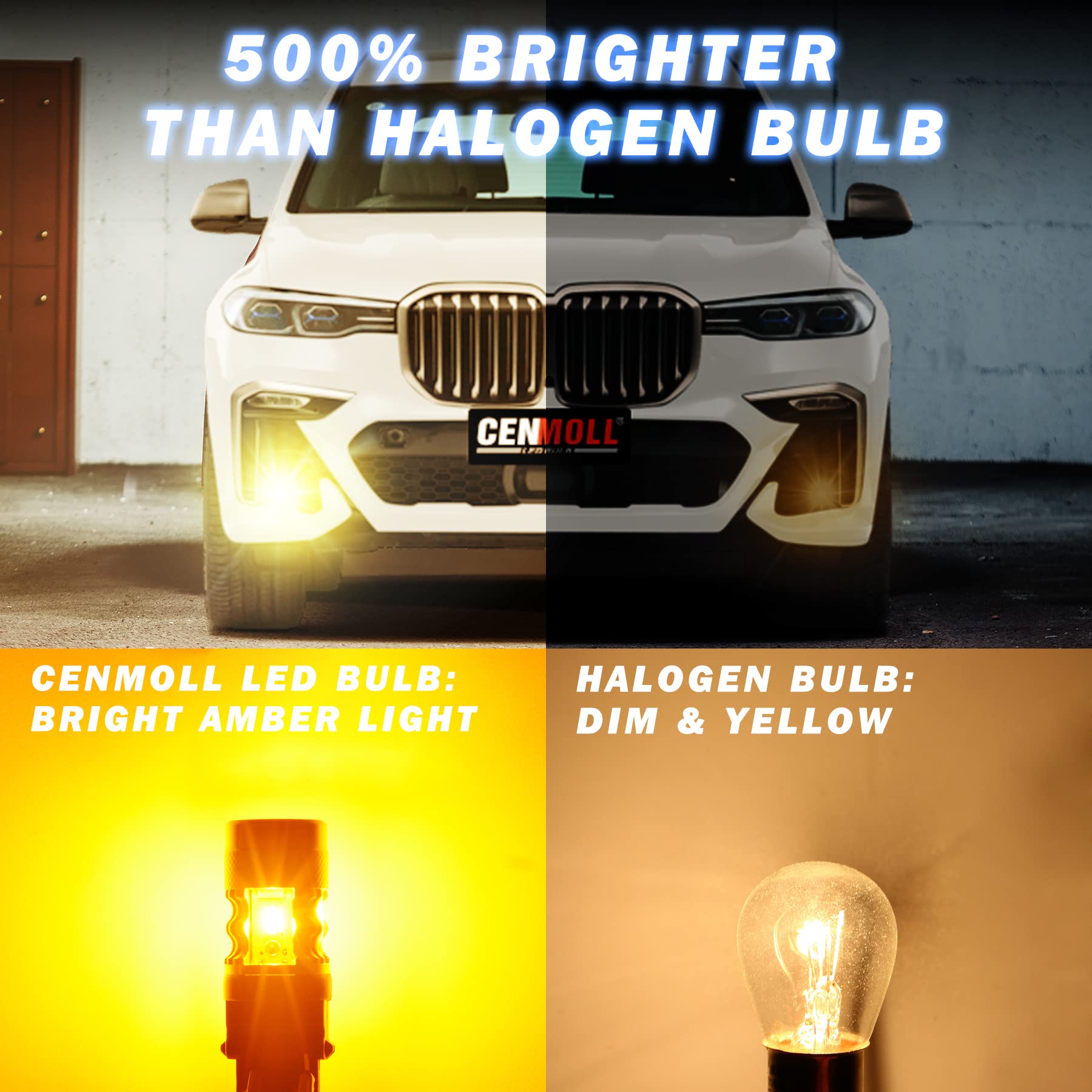 BAU15S 581 PY21W Lampadine LED Giallo Ambra, 382 P21W bau15s Lampadina per Auto 4000LM 500% Luminosità Canbus Senza Errori per Indicatori di Direzione Anteriori o Posteriori, Confezione da 2