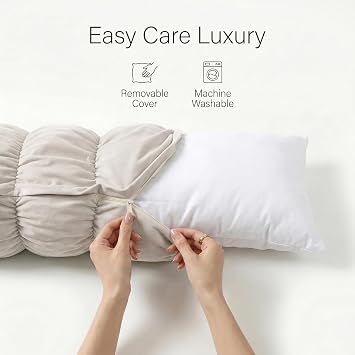 Pat. Pend. Long Bed Pillow for Side Sleepers, 39 Inch, Misty White