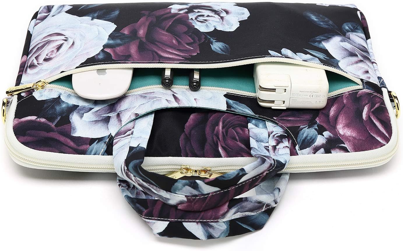 Big Sale Canvaslove Red and White Rose Water Resistant Laptop Shoulder Messenger Bag Case for MacBook Pro 16 inch,15 inch Surface Laptop 3,Surface Book 2 and 14 inch,15 Inch,15.6 Inch Laptop