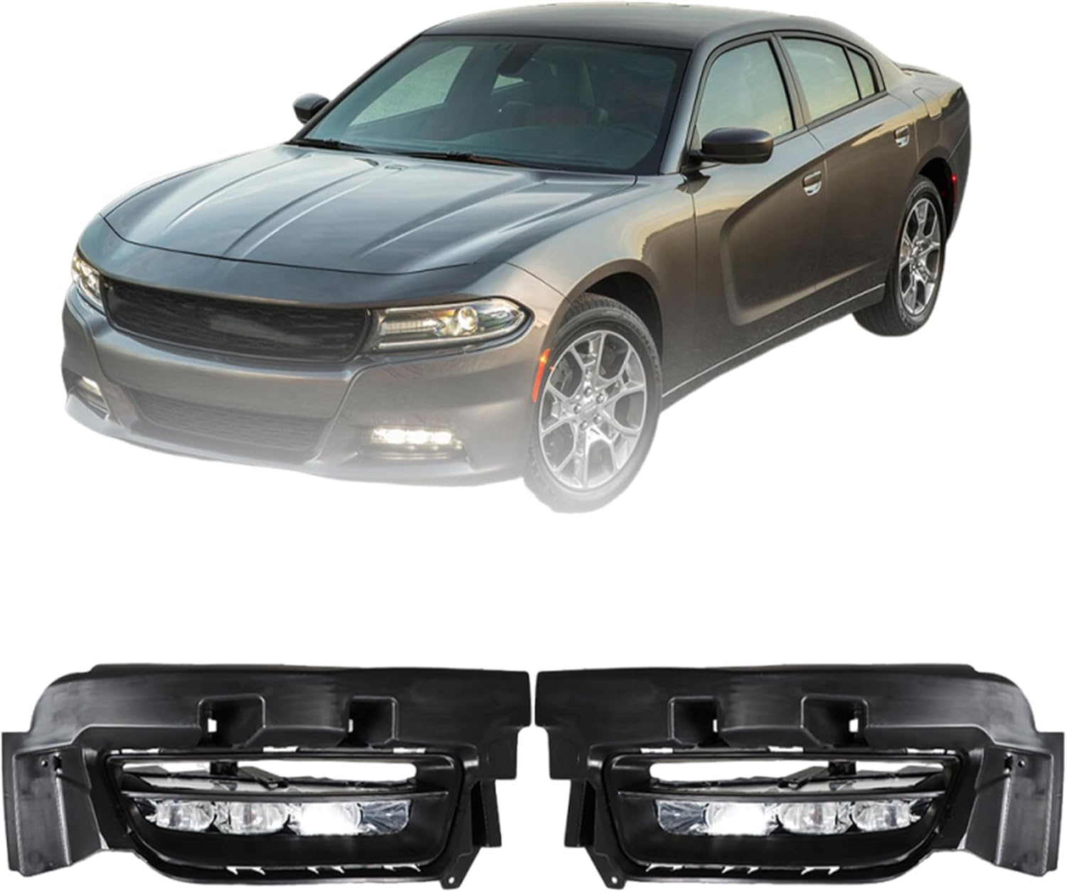 Left and Right Fog Lights Assembly Replacement for 2015-2017 Driver Passenger Side Clear Lens CH2592151 CH2593151