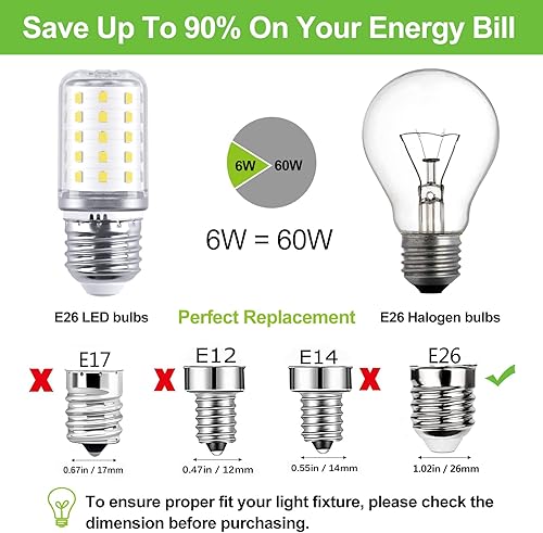 Miniatura 4 de Bombilla LED para refrigerador KEI D34L 3.5W - 6W, 40W 60W equivalente a bombillas de repuesto para refrigerador Frigidaire Kenmore KEL 3418L,