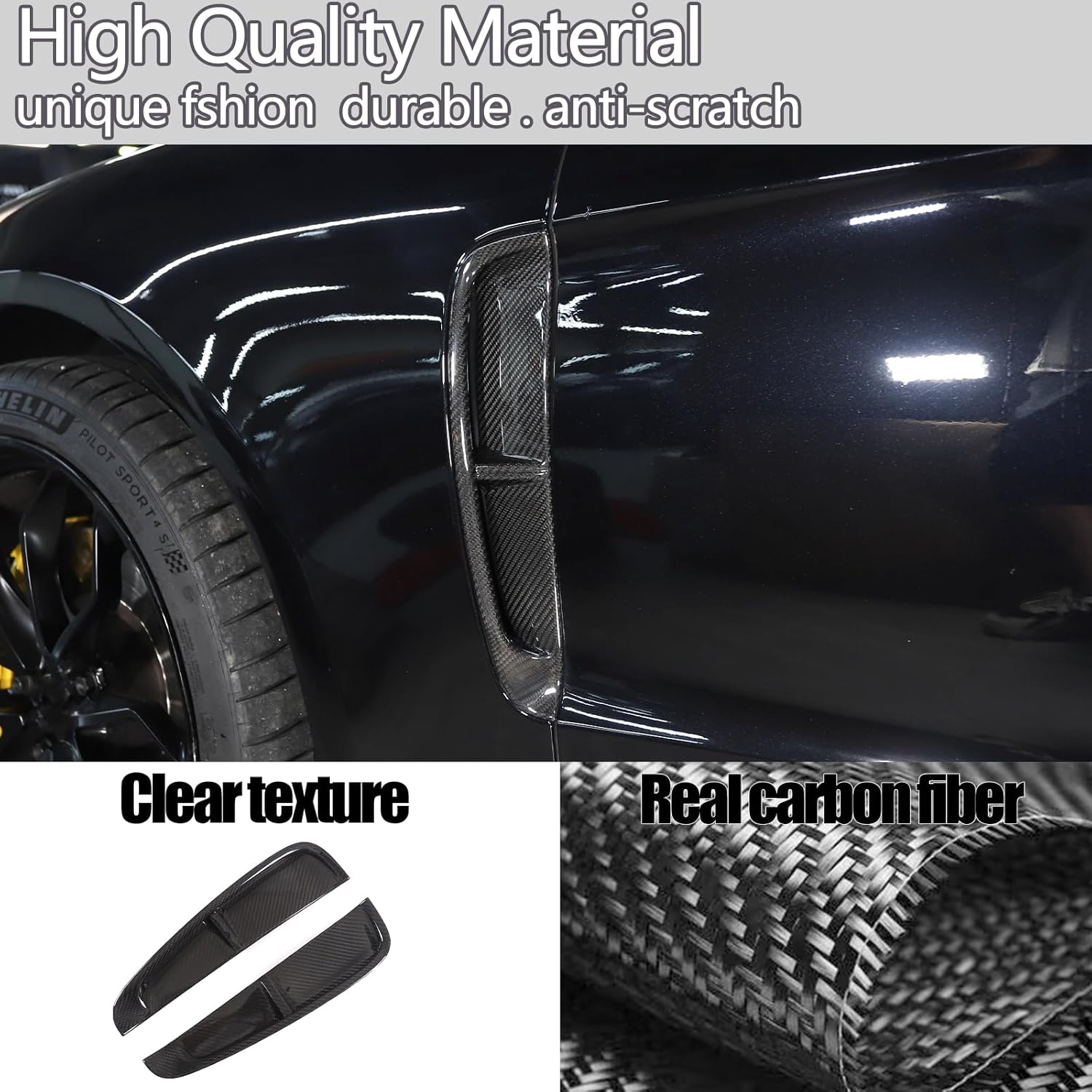 Car Fender Side Vents Cover Trim Compatible with Porsche Panamera 971 2017-2023, Air Flow Intake Hole Grille Spoiler, Car Decorative Intake Side Vent Decal Auto Exterior Accessories