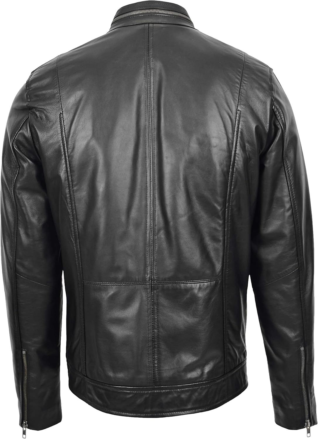 Mens Real Leather Biker Jacket Casual Zip Fasten Style Jaime