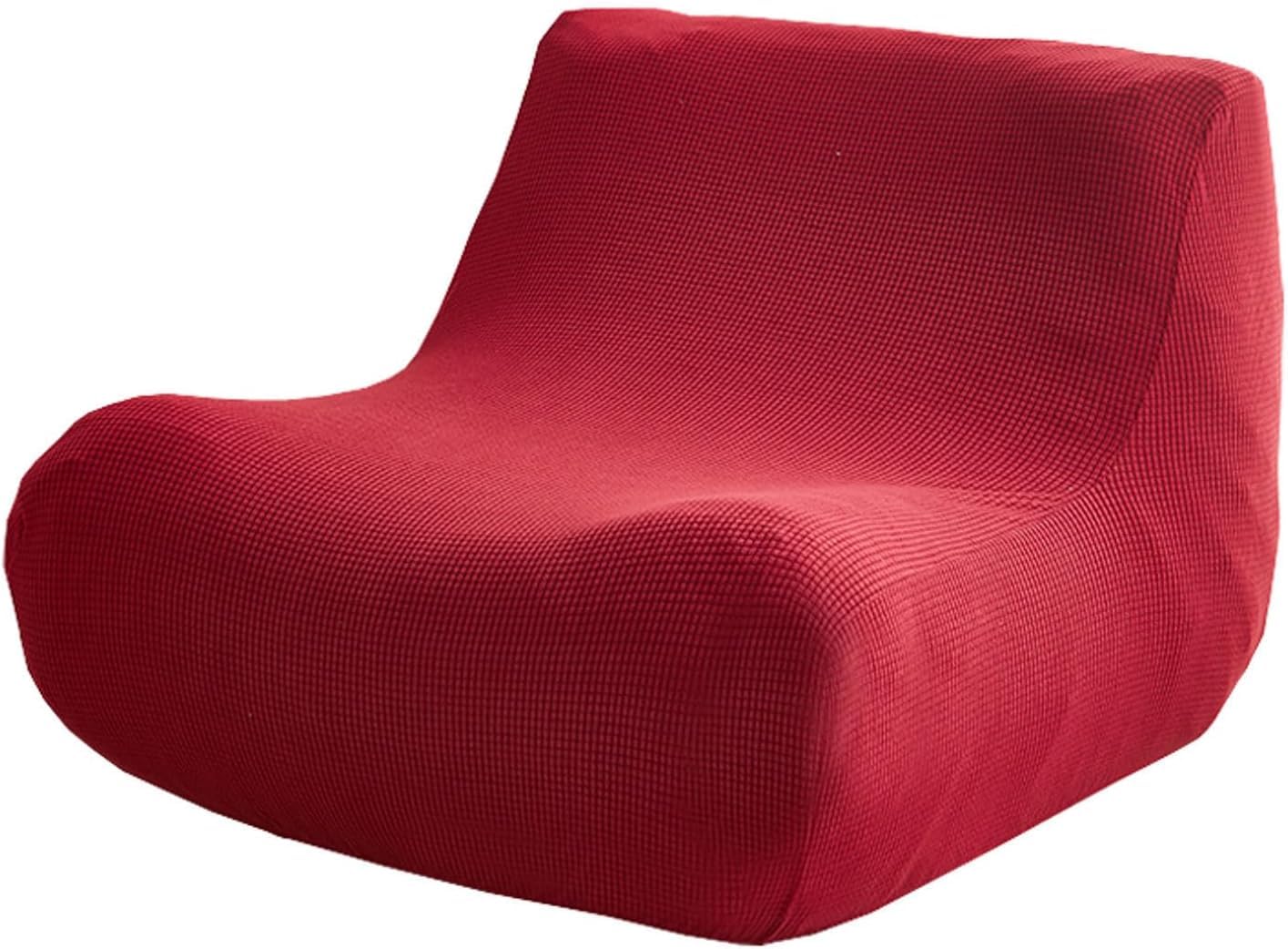 HACLEN Lazy Floor Sofa Cover 1 Seater, Stretch Fireside Chair Cover Washable Armless Bean Bag Chair Slipcover with Elastic Bottom Couch Covers (red,one size)