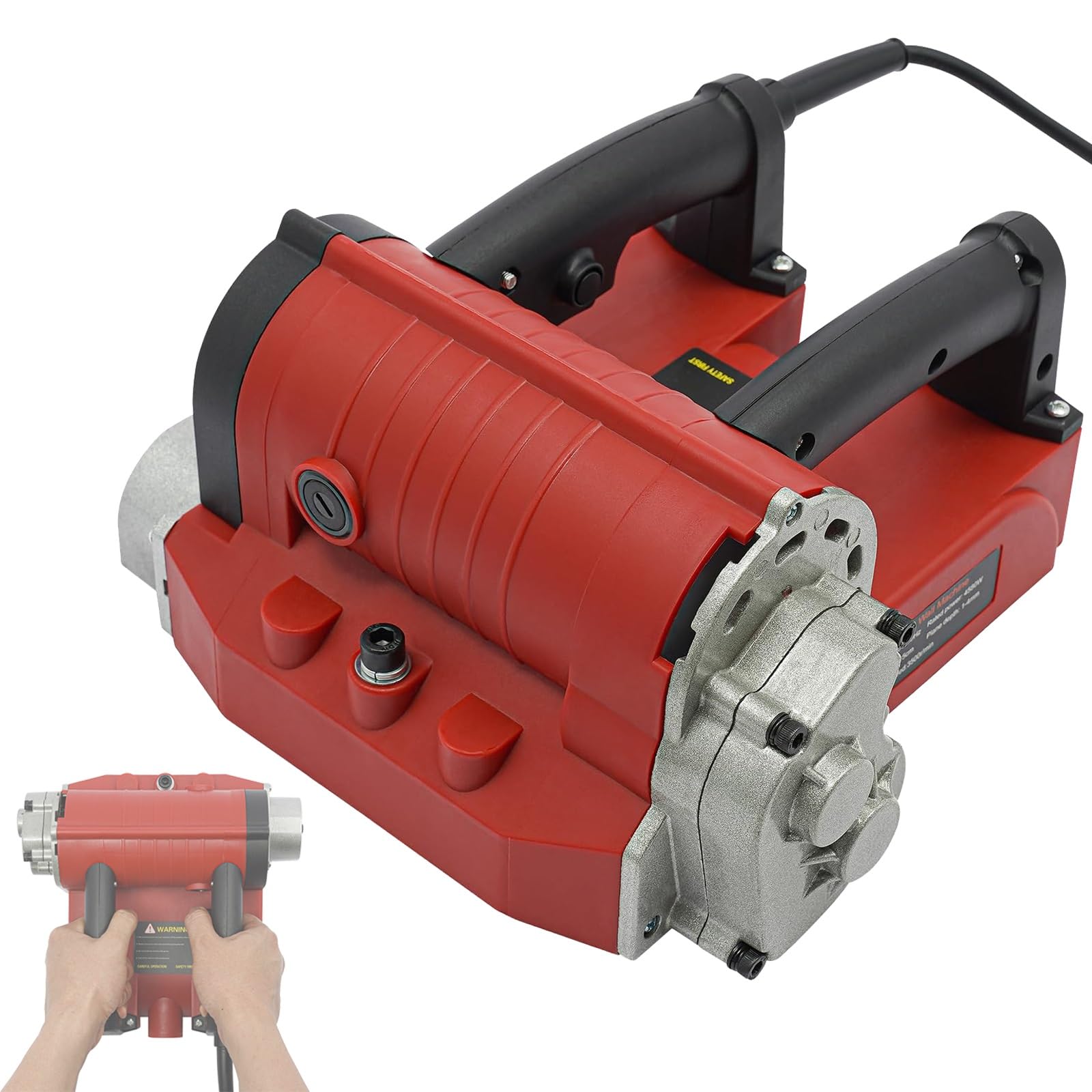 Cepilladora de muros eléctrica, con pala eléctrica, profundidad ajustable de 10 a 40 mm, cepilladora de hormigón con cuchilla lateral y caja de herramientas, para paredes interiores y exteriores