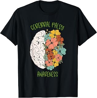 Retro Groovy Brain Floral Flower Cerebral Palsy CP Awareness T-Shirt