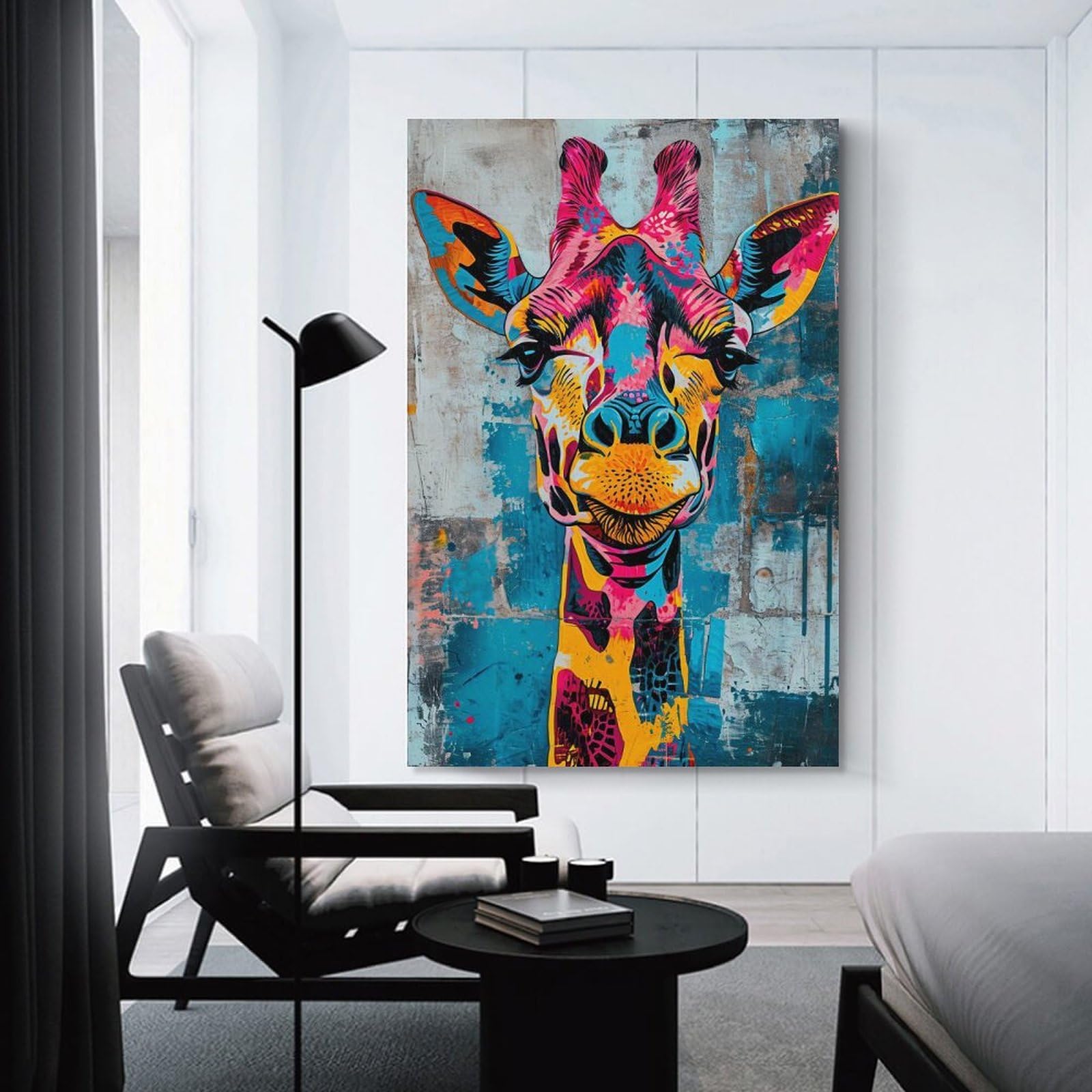 Junmoney Expressive Giraffe Home Decor Wall Art 16x24inch(40x60cm), for Living Room, Lounge Or Sitting Room, A Home Accent with Warm Character