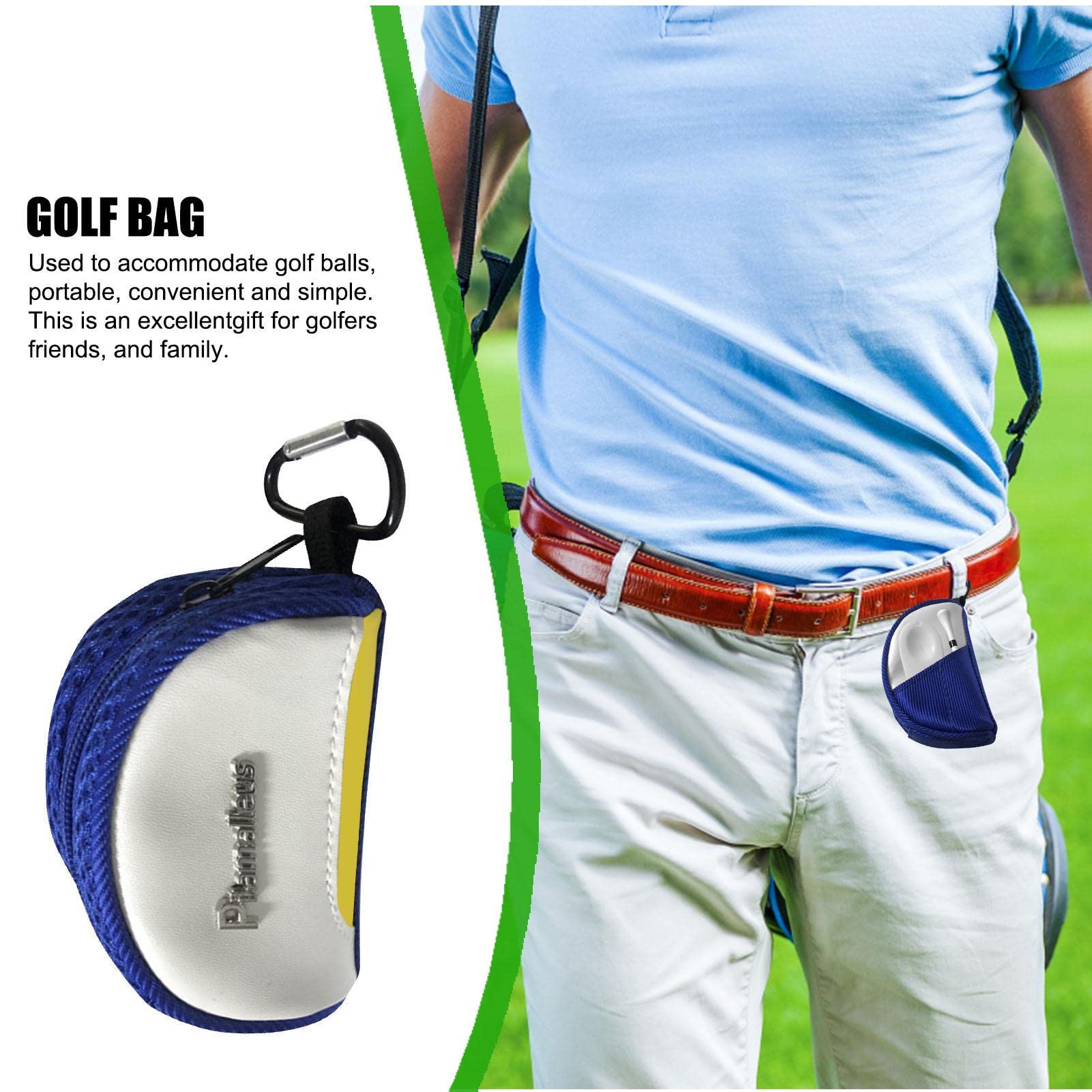 Borsa per Pallina da Golf con Cerniera e Moschettone, Porta t-Shirt Sportivo Tascabile