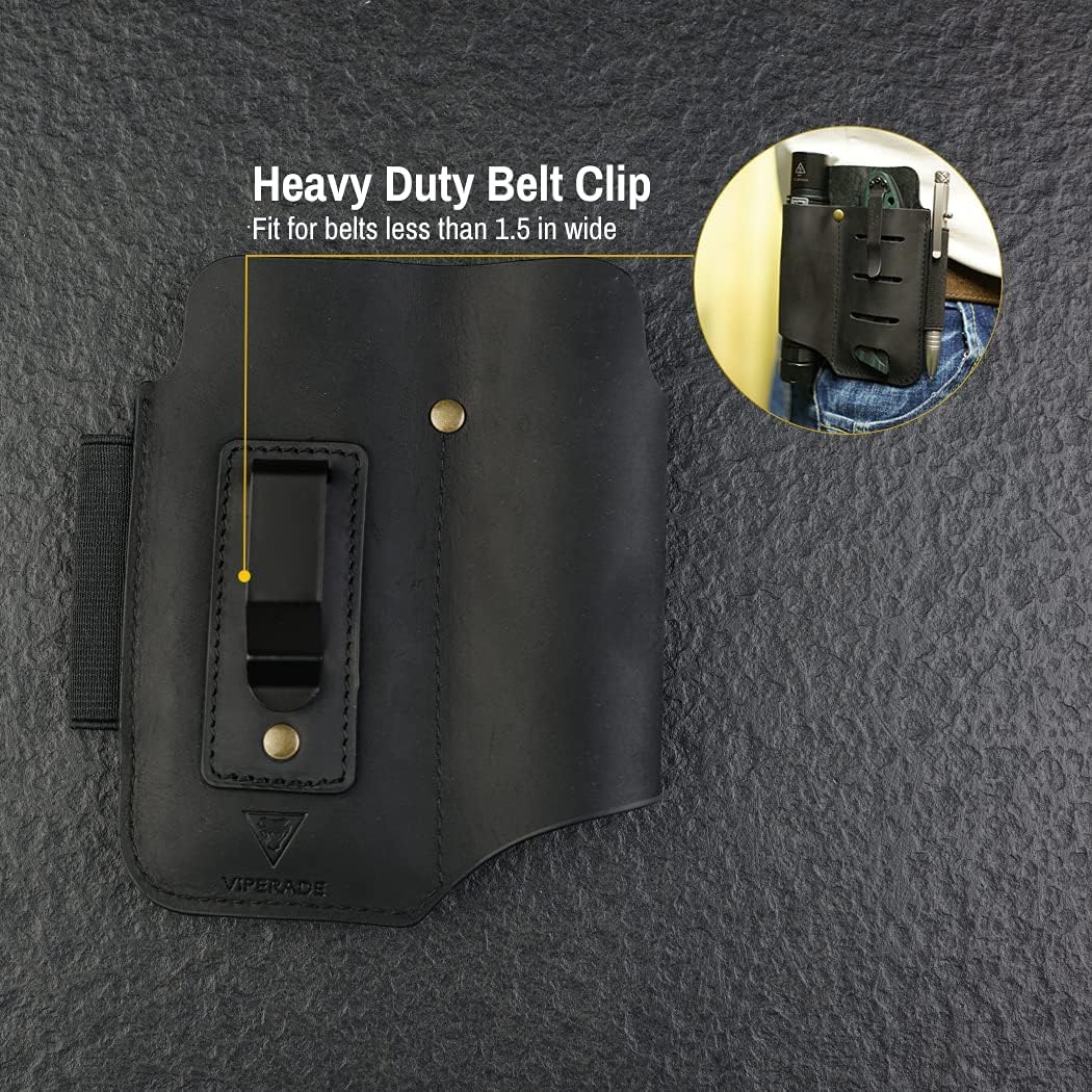 VIPERADE PJ15 EDC Fourreau en Cuir, étui de Lampe de Poche/Fourreau de Couteau de Poche/étui Tactique pour Stylo/pour Leatherman Multitool Gaine en Cuir avec Clip de Poche