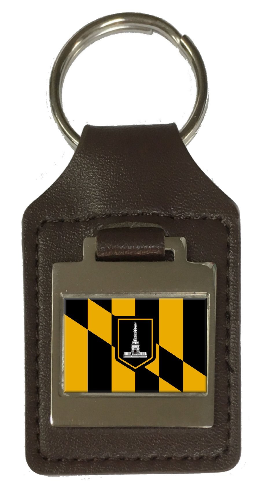Leder-Schlüsselanhänger mit Gravur Baltimore City USA Flagge